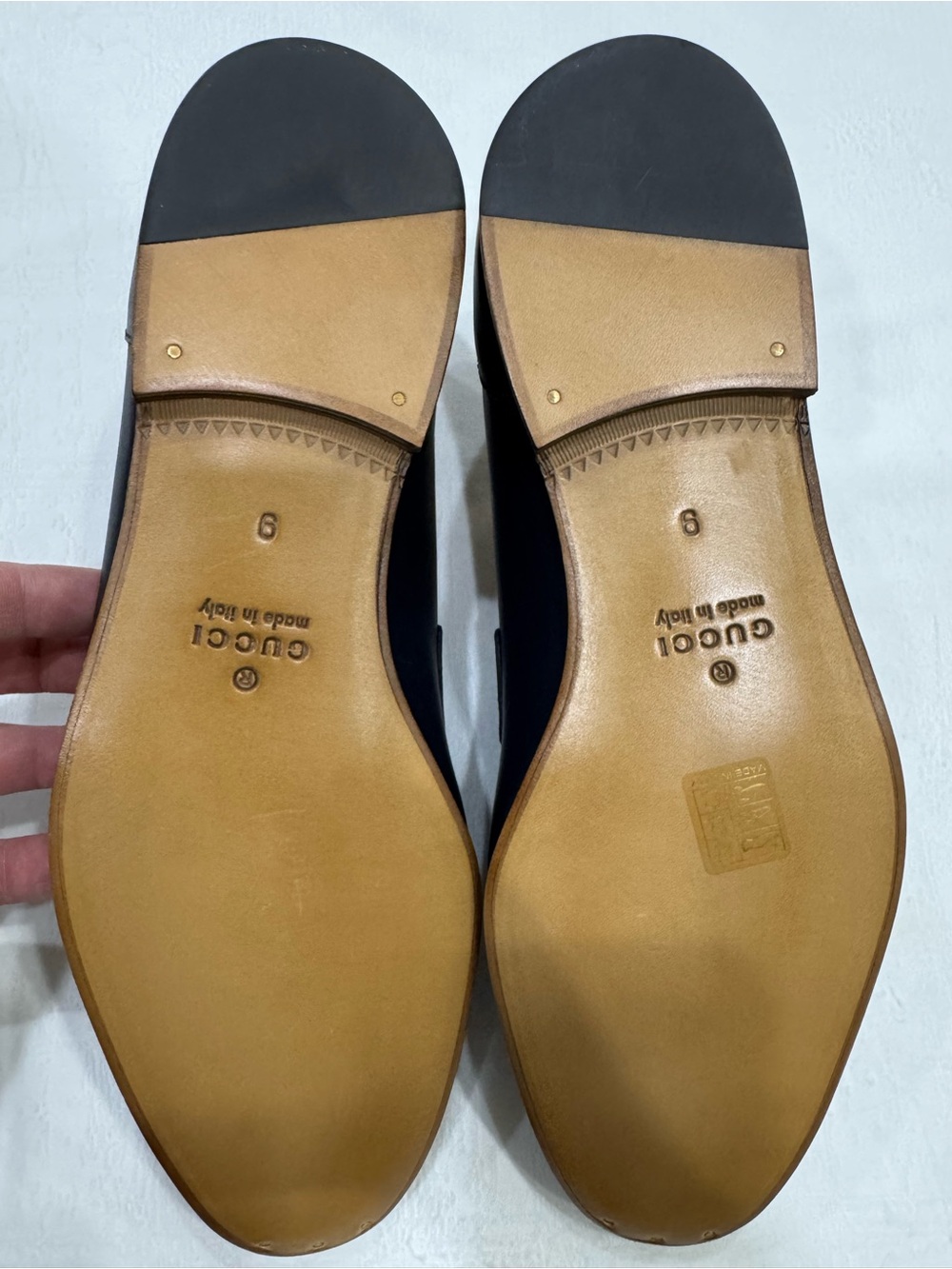 Brand New Men's Gucci Jordaan Navy Leather Bit Loafers (Gold Buckle) - Picture 9 of 10